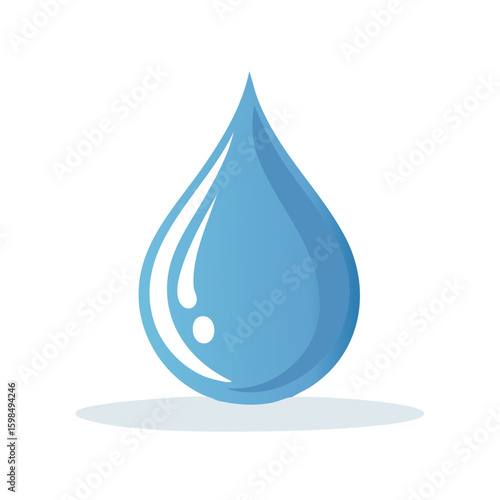 Single Blue Water Drop Icon Symbolic of Purity Cleanliness and Environmental Conservation Initiatives
