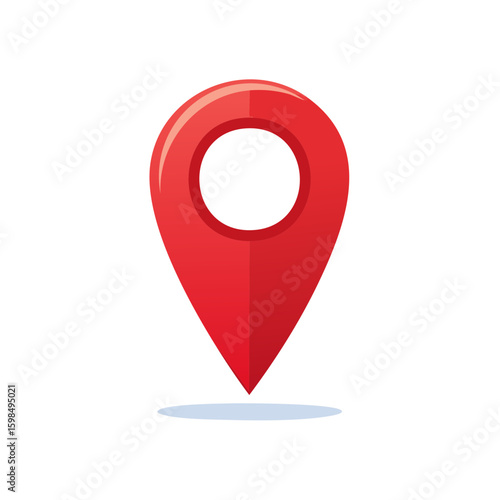 Red location pin graphic illustration depicting a marker point for navigation apps