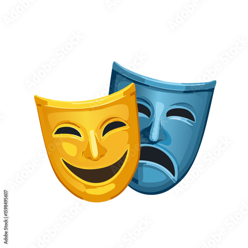 Tragedy and Comedy Drama Masks: Theatre Performance with Smiling and Sad Expressions
