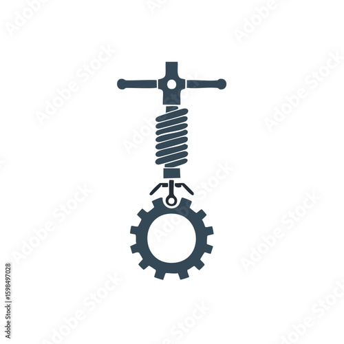 Mechanical device with gear and screw simple industrial engineering graphic