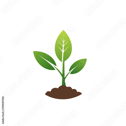 Green seedling sprouting from soil depicting growth and the environment illustration