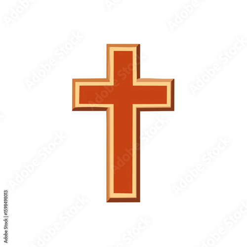 Religious Cross Icon in Brown and Beige Color Palette Symbol of Christianity