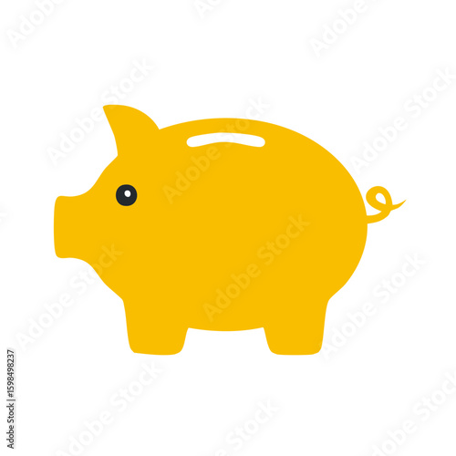 Yellow Piggy Bank Vector Icon Illustration for Finance, Investment and Savings Concept