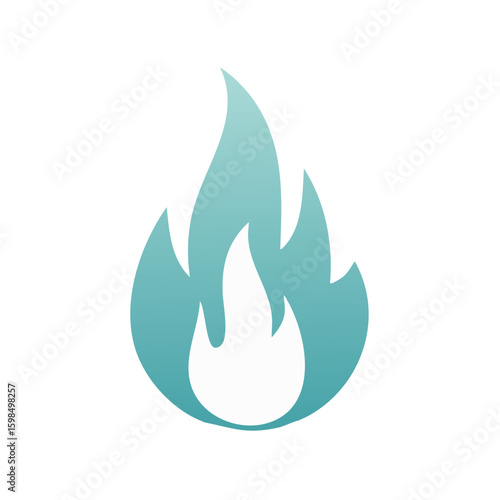 Isolated blue flame icon with a white center, vector illustration on a white background