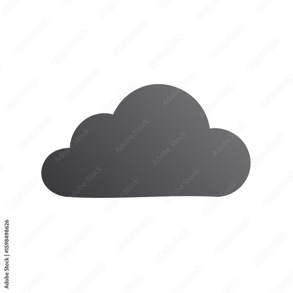 Isolated gray cloud illustration, weather symbol, storm icon Isolated gray cloud illustration, weather symbol, storm icon