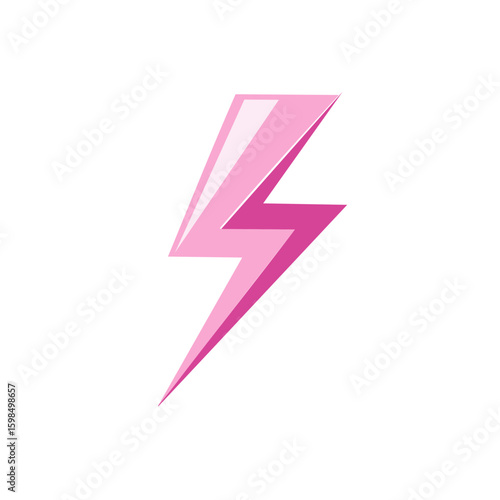 Pink lightning bolt illustration representing power energy and striking design