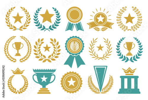  Laurel Wreath, and Trophy Icon Set