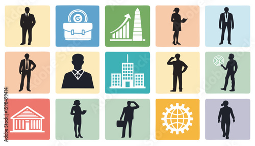 Modern Business & Corporate Icon Badge Set


