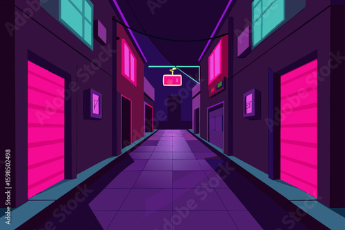 empty alleyway with neon signs.svg