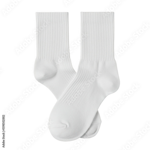 Pair of white cotton socks isolated on transparent background