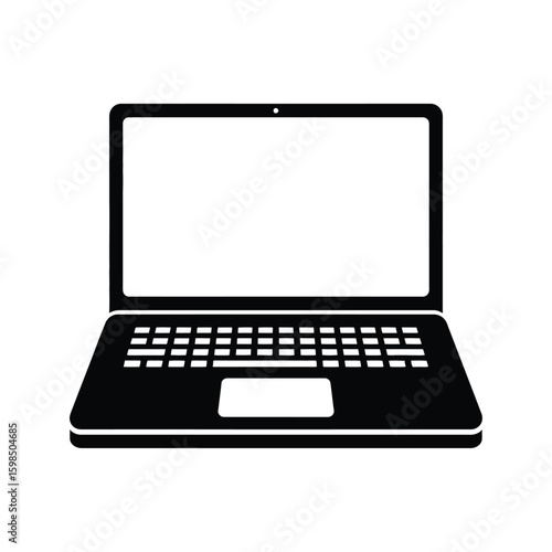 Black silhouette of an open laptop computer