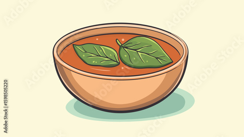 Bay Leaf Flat Icon for Borscht Soup - Handdrawn Vector Illustration
