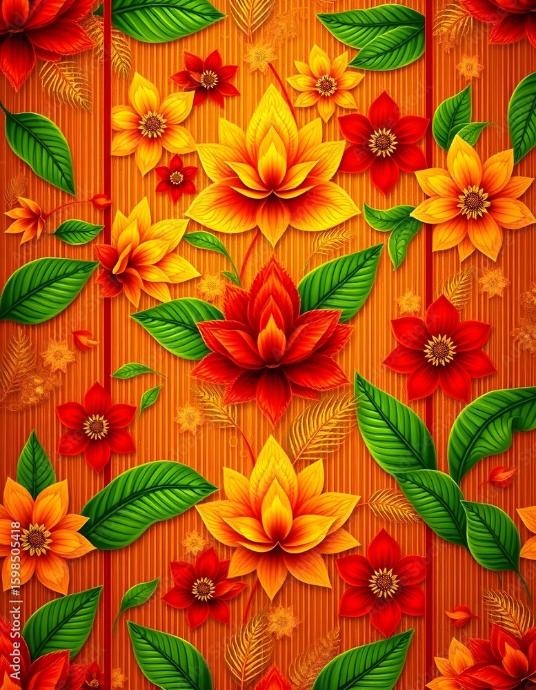 Naklejka premium seamless pattern with red flowers