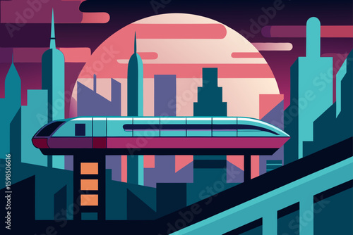monorail station in futuristic city