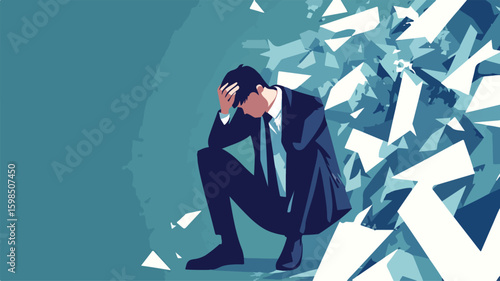 Professional Businessman Struggling with Problems - Conceptual Image for Business