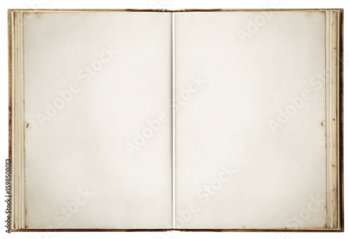Open Vintage Notebook with Blank Pages Isolated on Background

