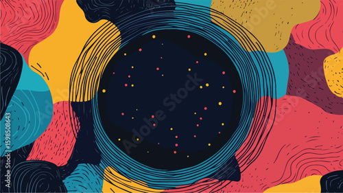 Vibrant Handdrawn Multicolour Circular Outlines Illustration