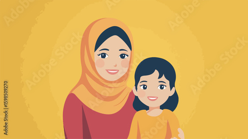 Mother scolding child in simple flat vector style