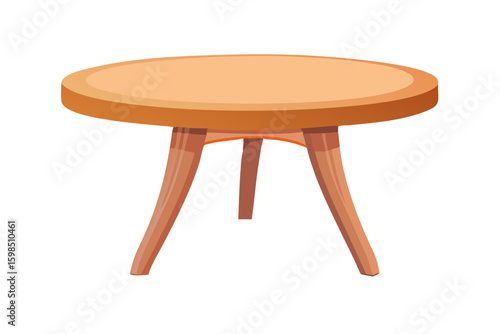 Simple wooden round table with three legs