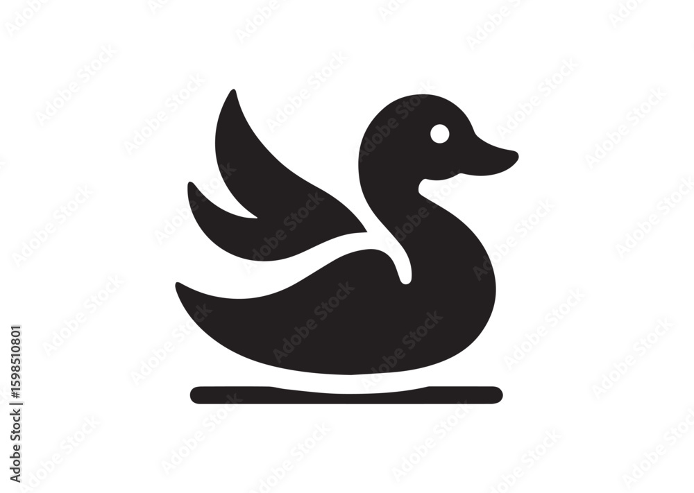 Fototapeta premium Duck silhouette black vector white background