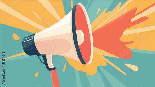 Megaphone Concept Illustration in Simple Flat Vector Design
