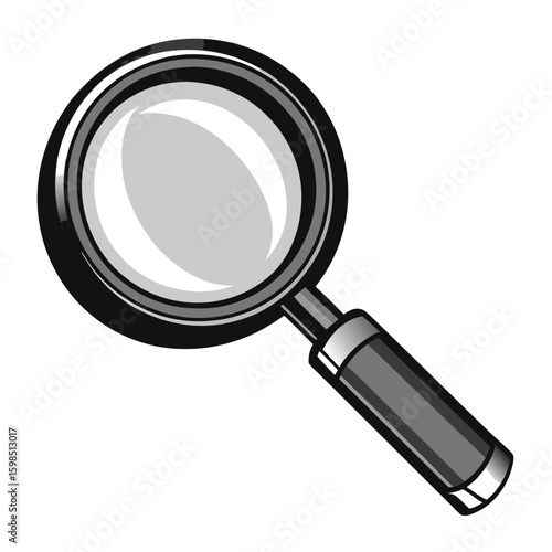 Monochrome Magnifying Glass Illustration Depicting Search and Discovery for Science and Research on White Background