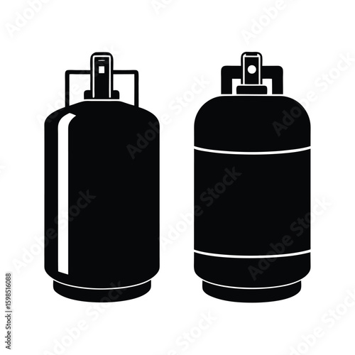Two black silhouettes of gas cylinders