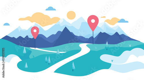 Where Next? Simple Flat Vector Concept Illustration for Navigation and Exploration