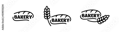 Set of bakery logo template design icon sign isolated on white background. With elements such as bread, wheat, the word 