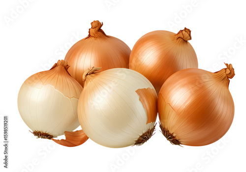 Wallpaper Mural Fresh Yellow Onions: Perfect for Cooking Isolated on White Background Torontodigital.ca