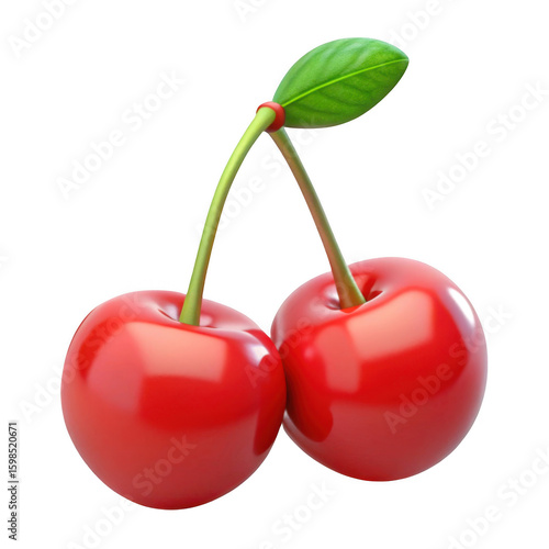 3d cherries isolated on transparent background