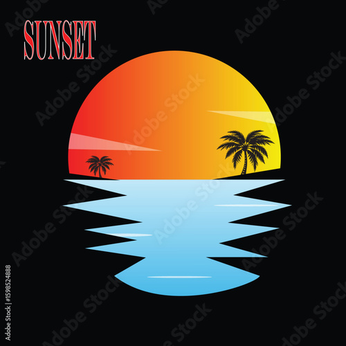 vector illustration of a tropical island