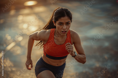 Student Athletes Practice on a Running Track at the Break of Dawn