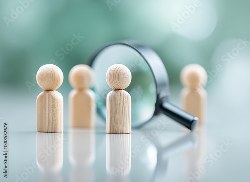 Wallpaper Mural By focusing on a single light-colored wooden figure surrounded by similar ones, the magnifying glass demonstrates the crucial role of individual selection within a larger crowd Torontodigital.ca