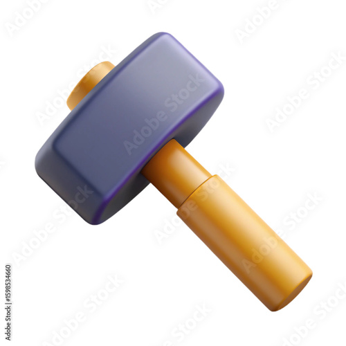 Hammer Plastic 3D Icon for Construction Tool Building Repair and DIY Concepts

