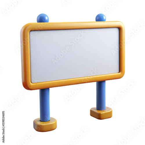 Empty Sign Banner Plastic 3D Icon for Advertising Promotion and Announcement Concepts

