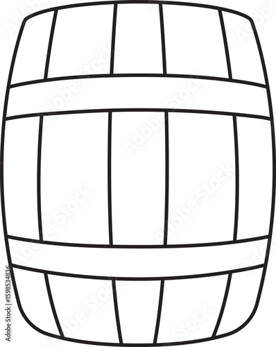 wooden barrel, oktoberfest, simple black and white icon on isolated background