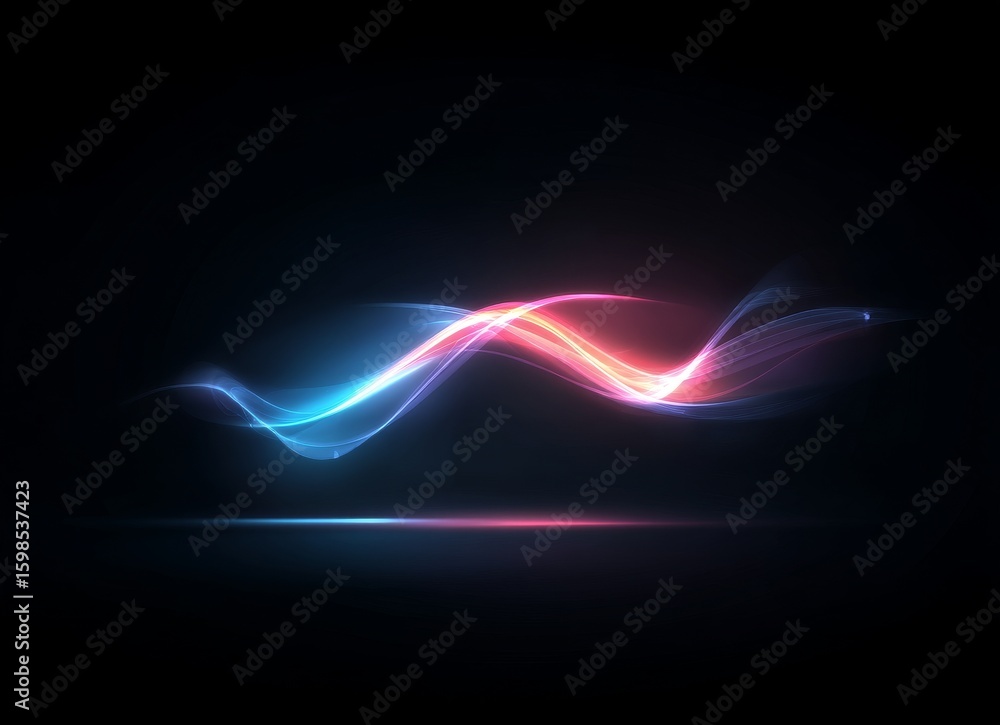 Vibrant, dynamic trails of light in blue and red hues flow smoothly across a black backdrop, resulting in an abstract and energetic visual display Vibrant, dynamic trails of light in blue and red hues flow smoothly across a black backdrop, resulting in an abstract and energetic visual display