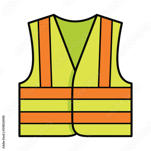 A bright yellow and orange high-visibility safety vest icon for construction and road work.