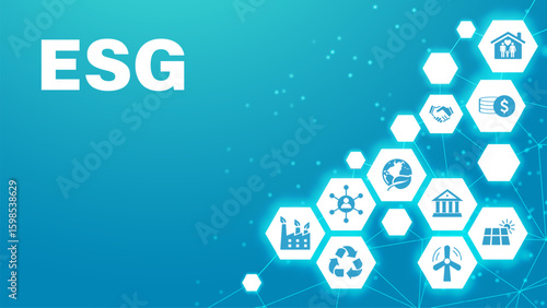ESG concept for business and organization, Environment, Social, Governance and sustainability development concept. Infographic, Web Banner. Vector illustration