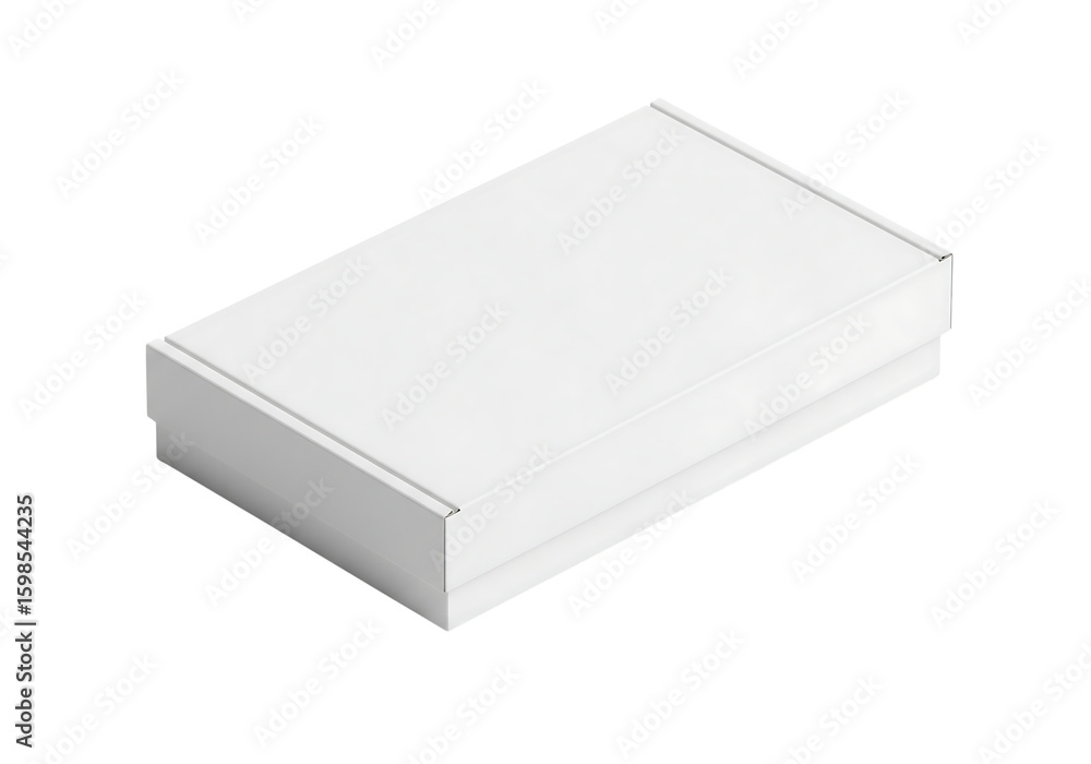 Fototapeta premium White square gift box with a closed lid, 3D render mockup. Isolated on transparent background, png