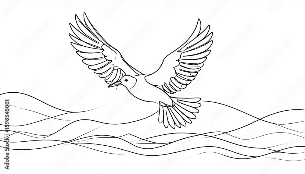 Obraz premium Seagull Soaring Over Ocean Waves.