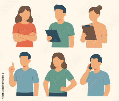 Flat faceless characters - set of minimalistic vector people