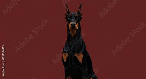  vector portrait of a black and tan Doberman Pinscher