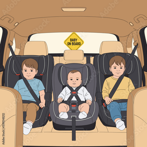 A Family Journey with Children Secure in Car Seats