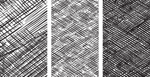 Hand-Drawn Crisscross Line Texture Patterns – Black & White Abstract Grid Designs transparent background