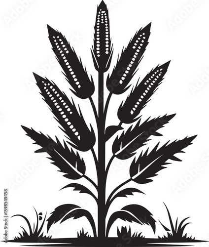 Black Corn Plant Silhouette Design