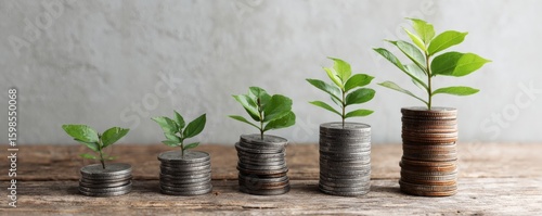 Growing Money Plant and Coin Stacks Investment Growth, financial growth, investment