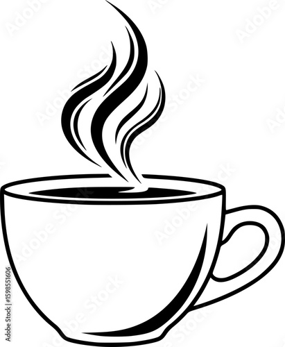 Cup of hot espresso coffee with steam
