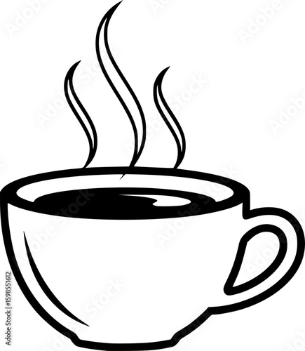 Cup of hot espresso coffee with steam
